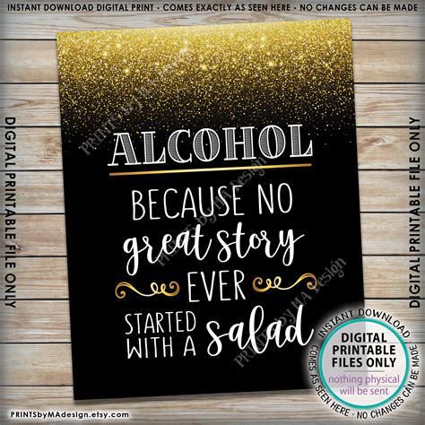 Download Free Alcohol because no good party ever started with a Salad Printable